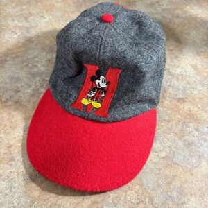 Vintage Mickey Mouse Wool Baseball Cap 90s Red Gray Disney Fresh Caps